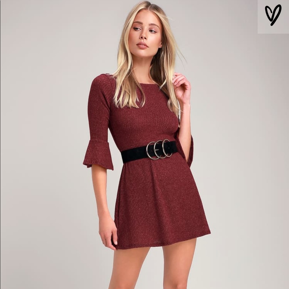 Lulu’s Flounce sleeve skater dress